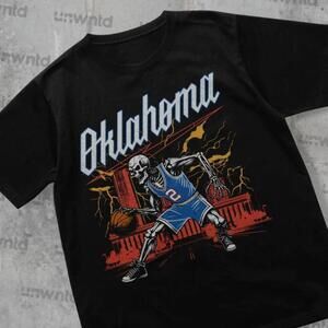 Oklahoma City Basketball Shirt Graphic Tees Skeleton Shirt Retro